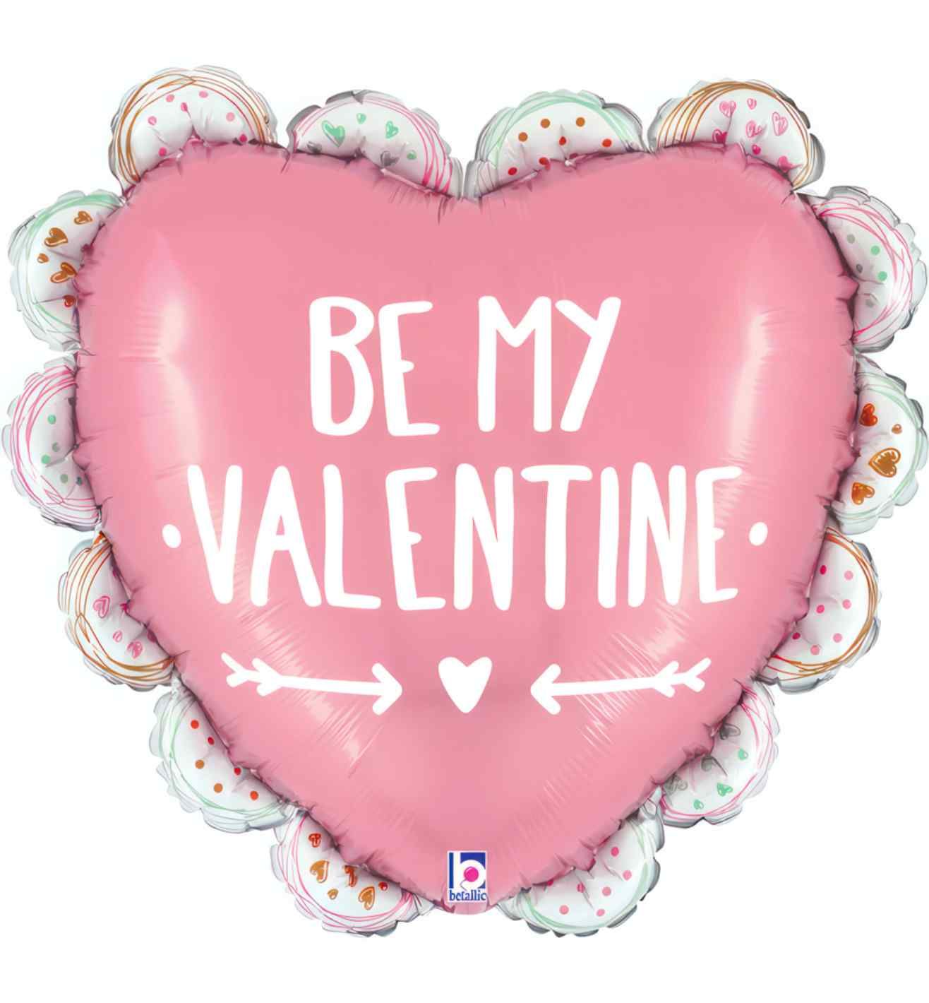 29" Betallic Valentine Doodle Ruffled Heart Foil Balloon