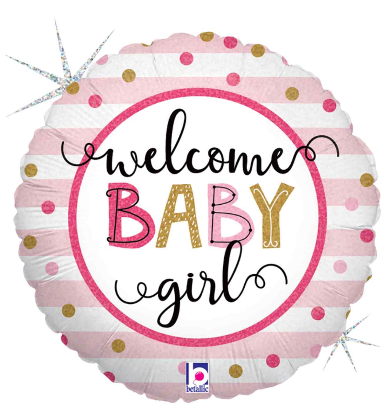 18" Betallic Baby Girl Stripes Round
