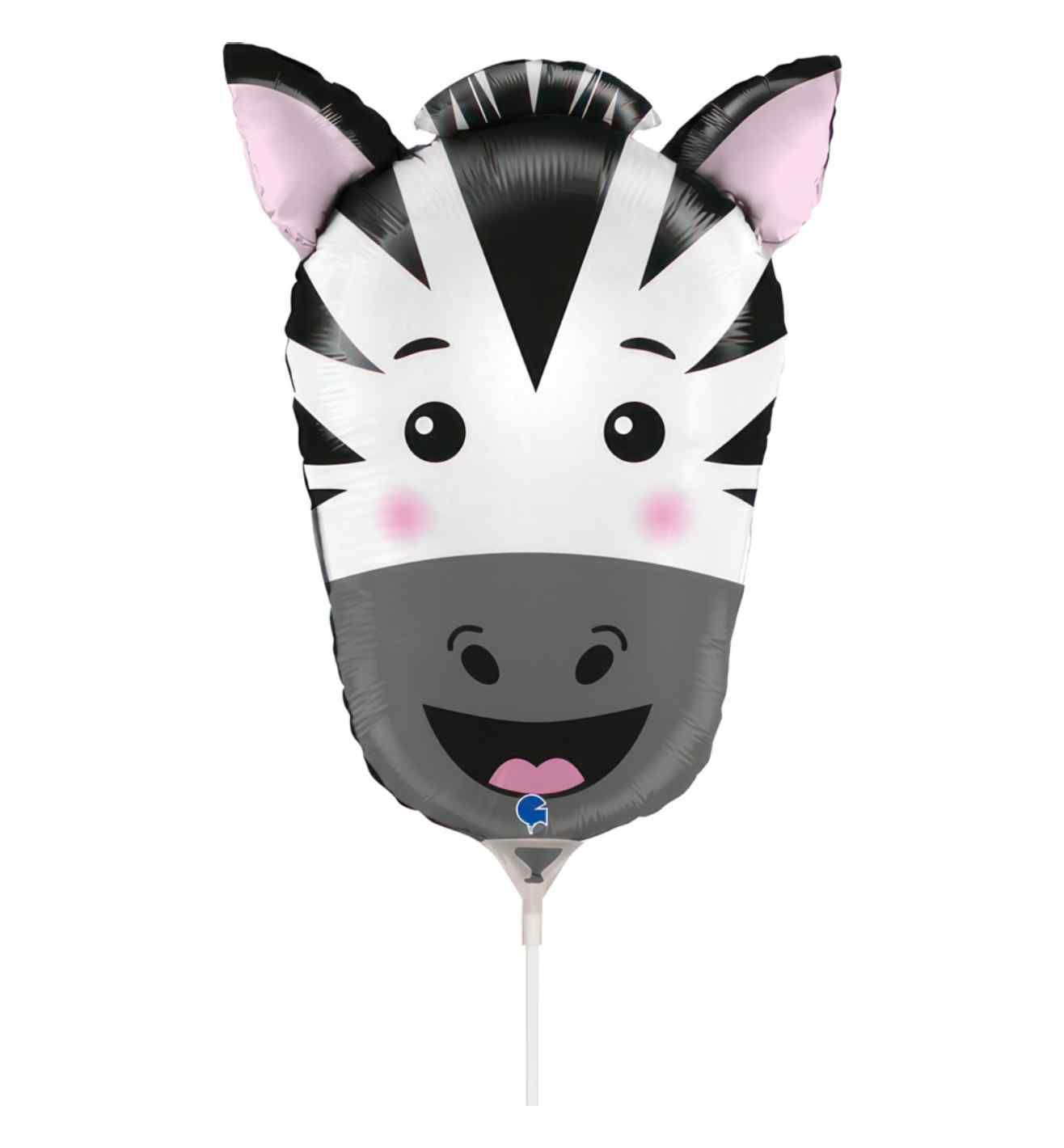 14" Mini Grabo Zebra Head Foil Balloon