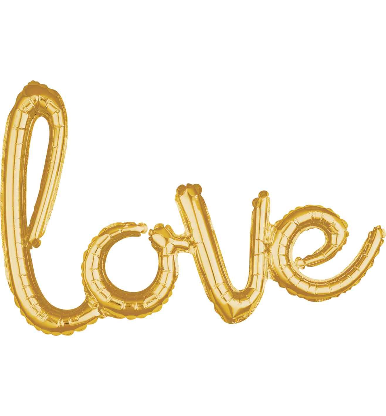 "Love" Script Phrase Gold Foil Balloon