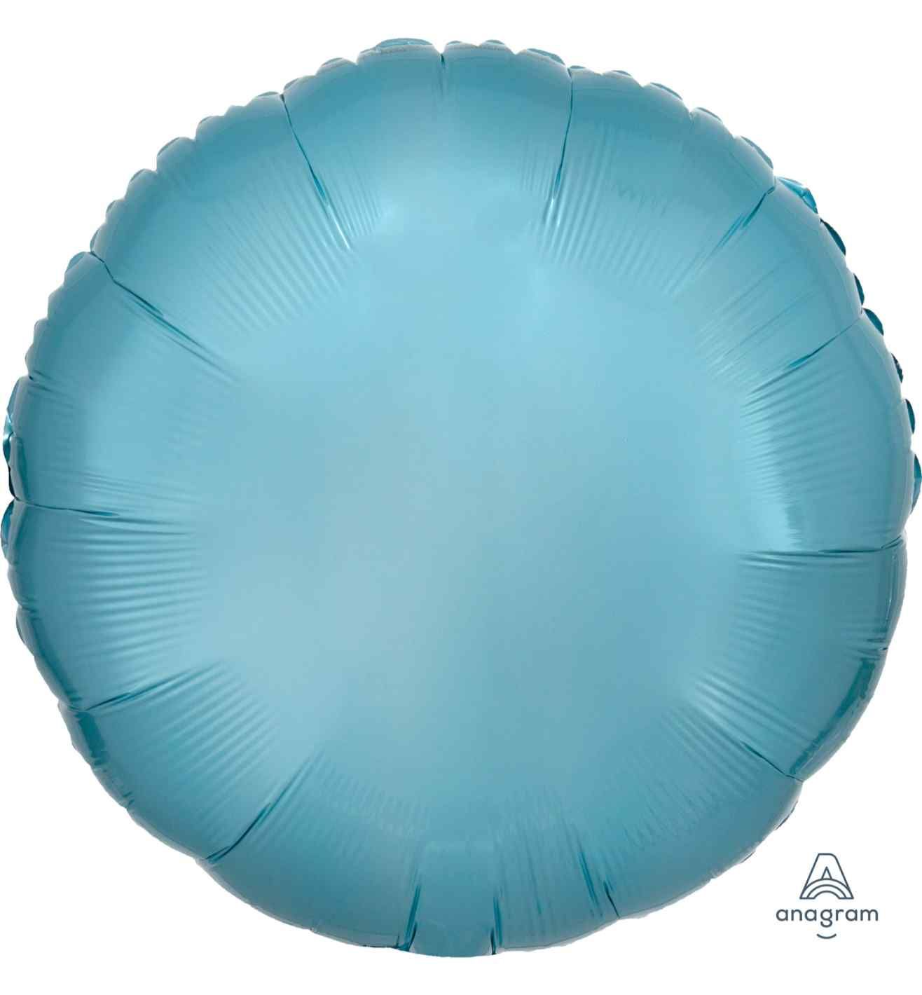 17" Metallic Pearl Pastel Blue Round Foil Balloon Anagram - Unpackaged