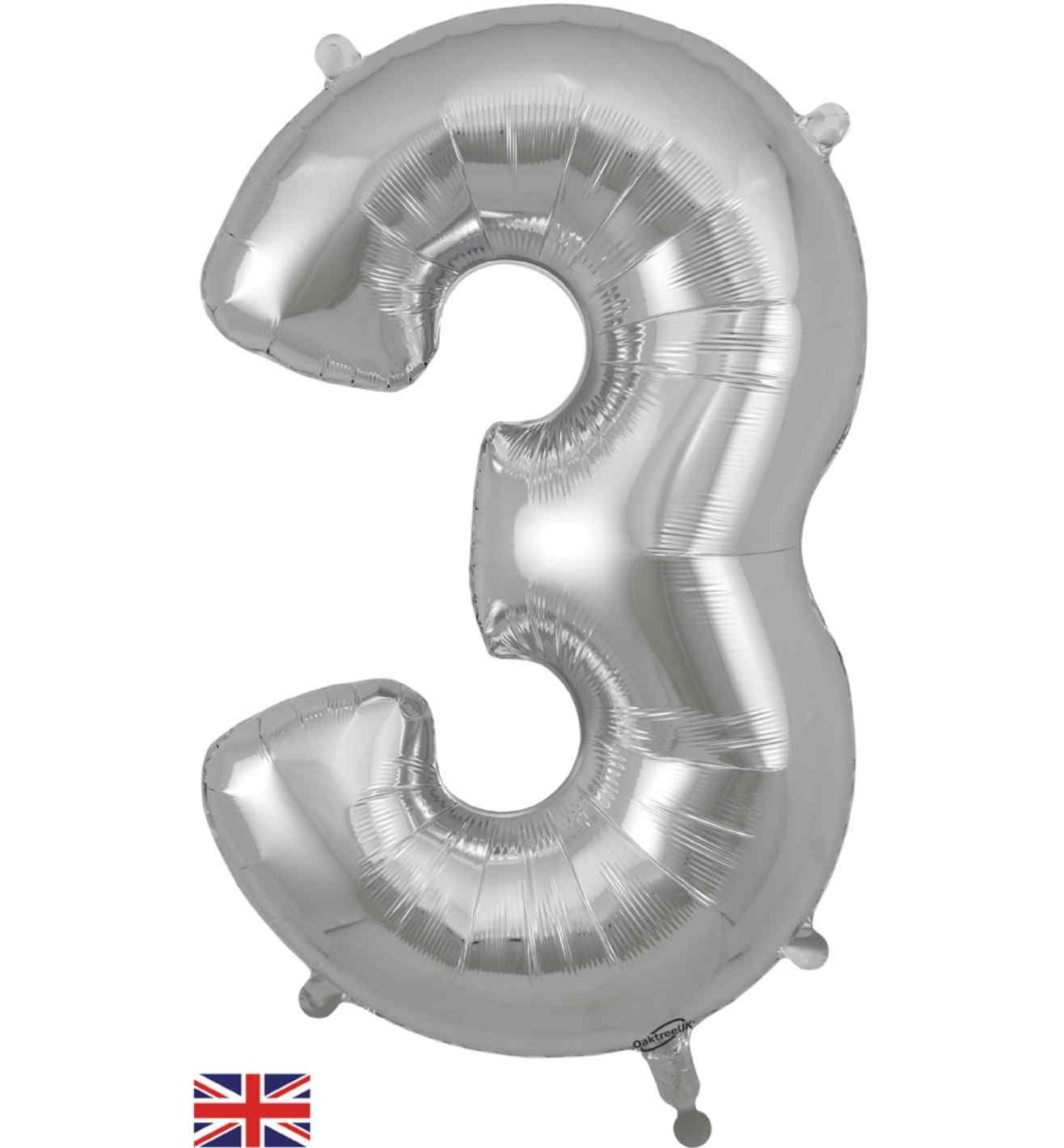 34" Silver Number 3 Oaktree