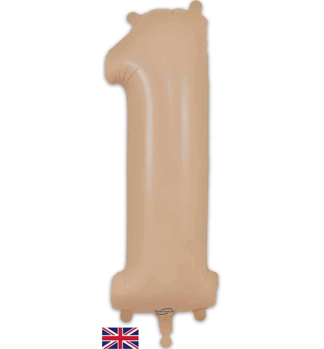 34" Matte Nude Number 1 Oaktree Foil Balloon