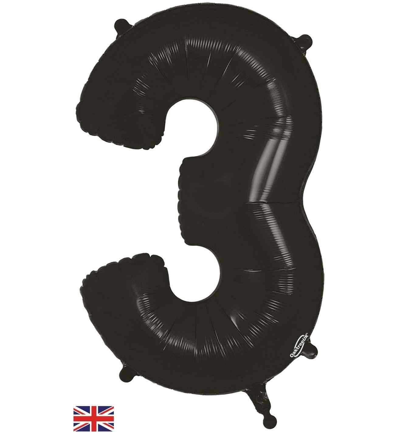 34" Black Number 3 Oaktree