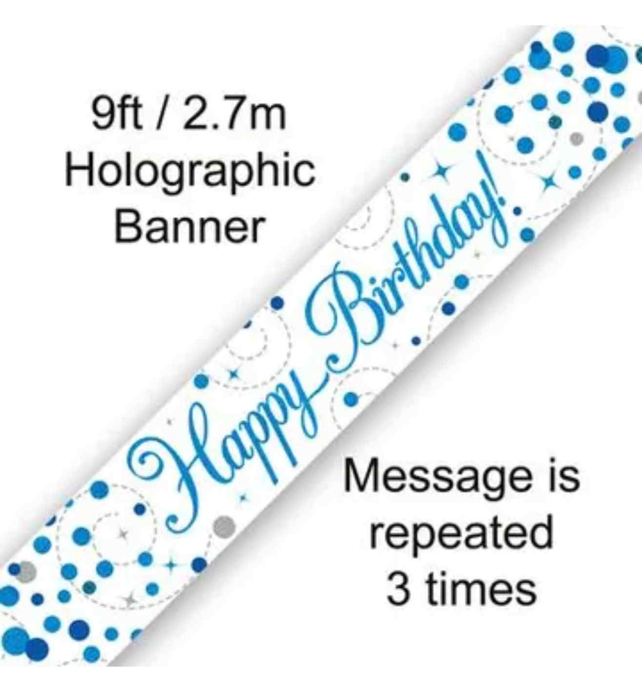 9ft Oaktree 'Sparkling Fizz Birthday' Blue Holographic