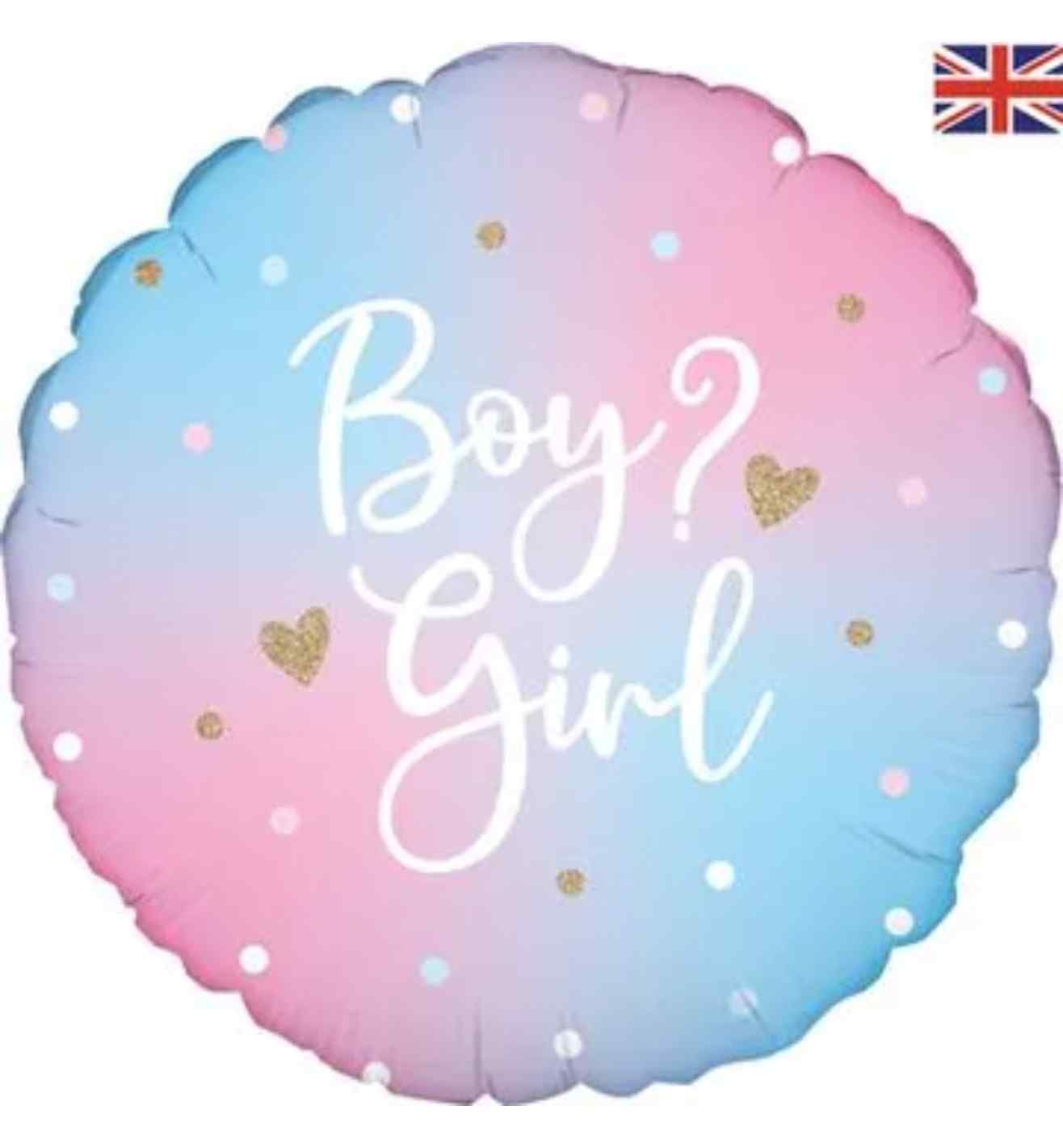 18" Boy? Girl Bright Pastel Gender Reveal Round