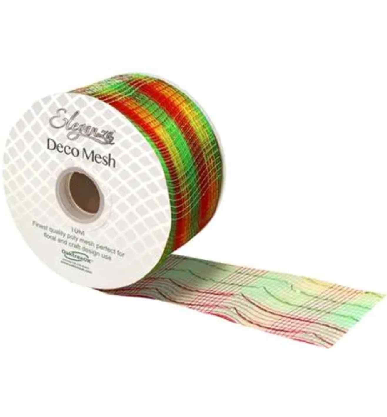 Eleganza Deco Mesh Metallic Red/Green/Gold - 63mm x 10m