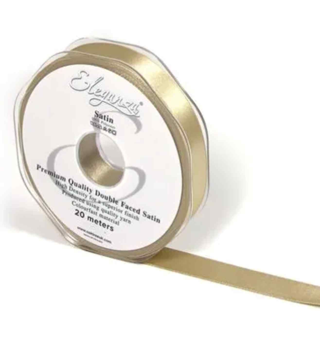 Eleganza Double Faced Satin 15mm x 20m Taupe