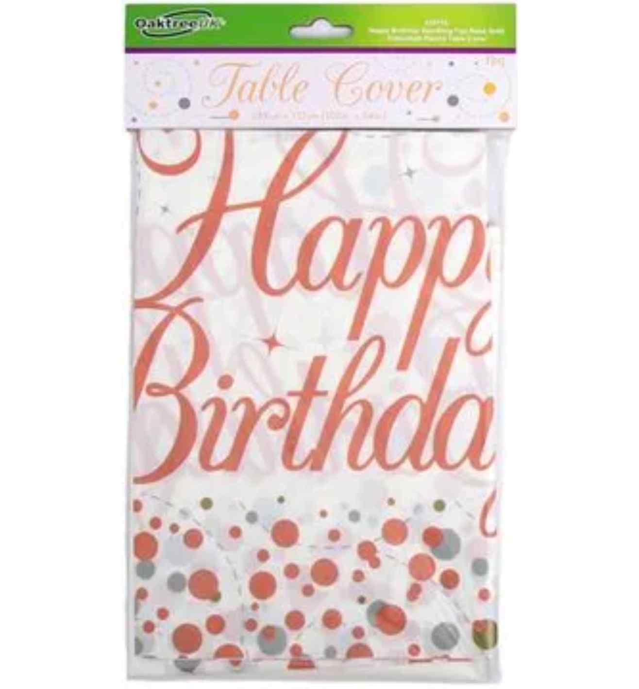 Happy Birthday Sparkling And Fizz Rose Gold Table Cover 102" x 54"
