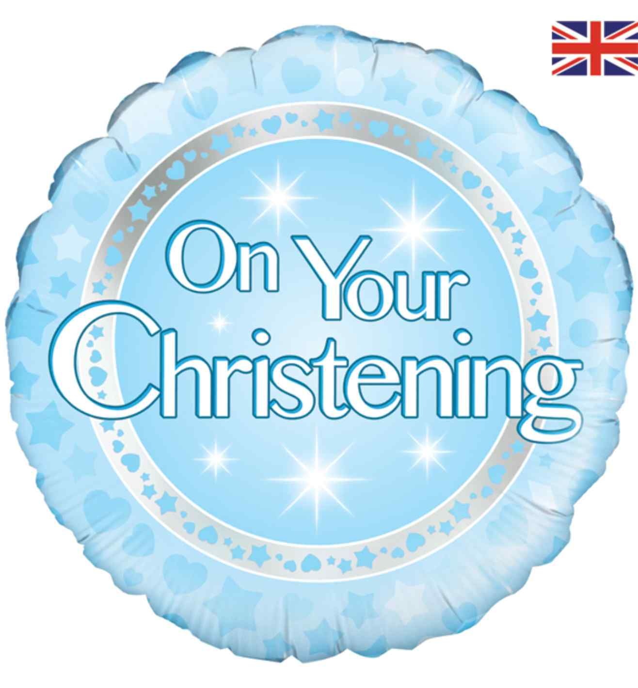 18" Oaktree 'On Your Christening' Blue Round
