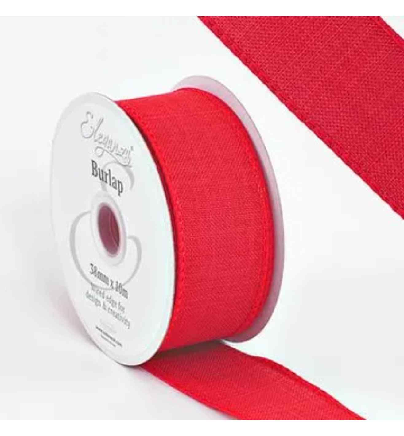 Eleganza Wired Edge Burlap Red - 38mm x 10m