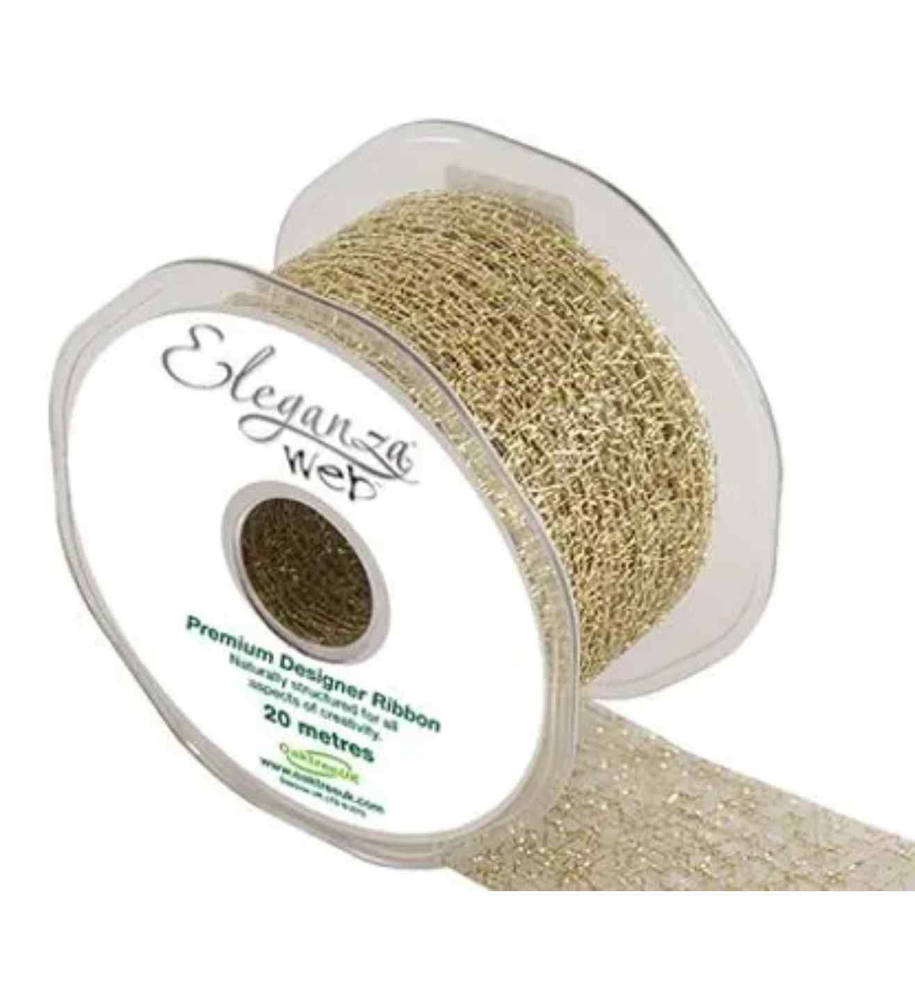 Eleganza Web Ribbon Metallic Gold - 50mm x 20m