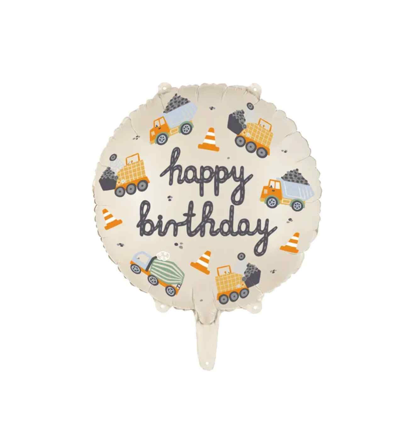 14" Foil Balloon Construction Vehicles Birthday