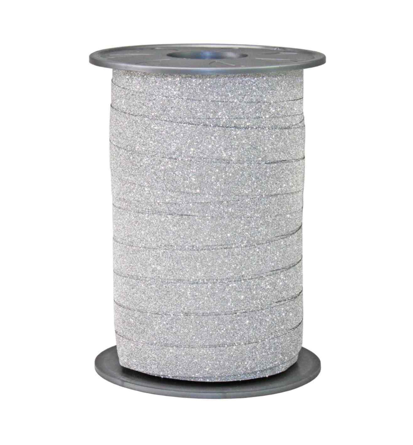 Poly Glitter Silver Ribbon 10mm x 100m