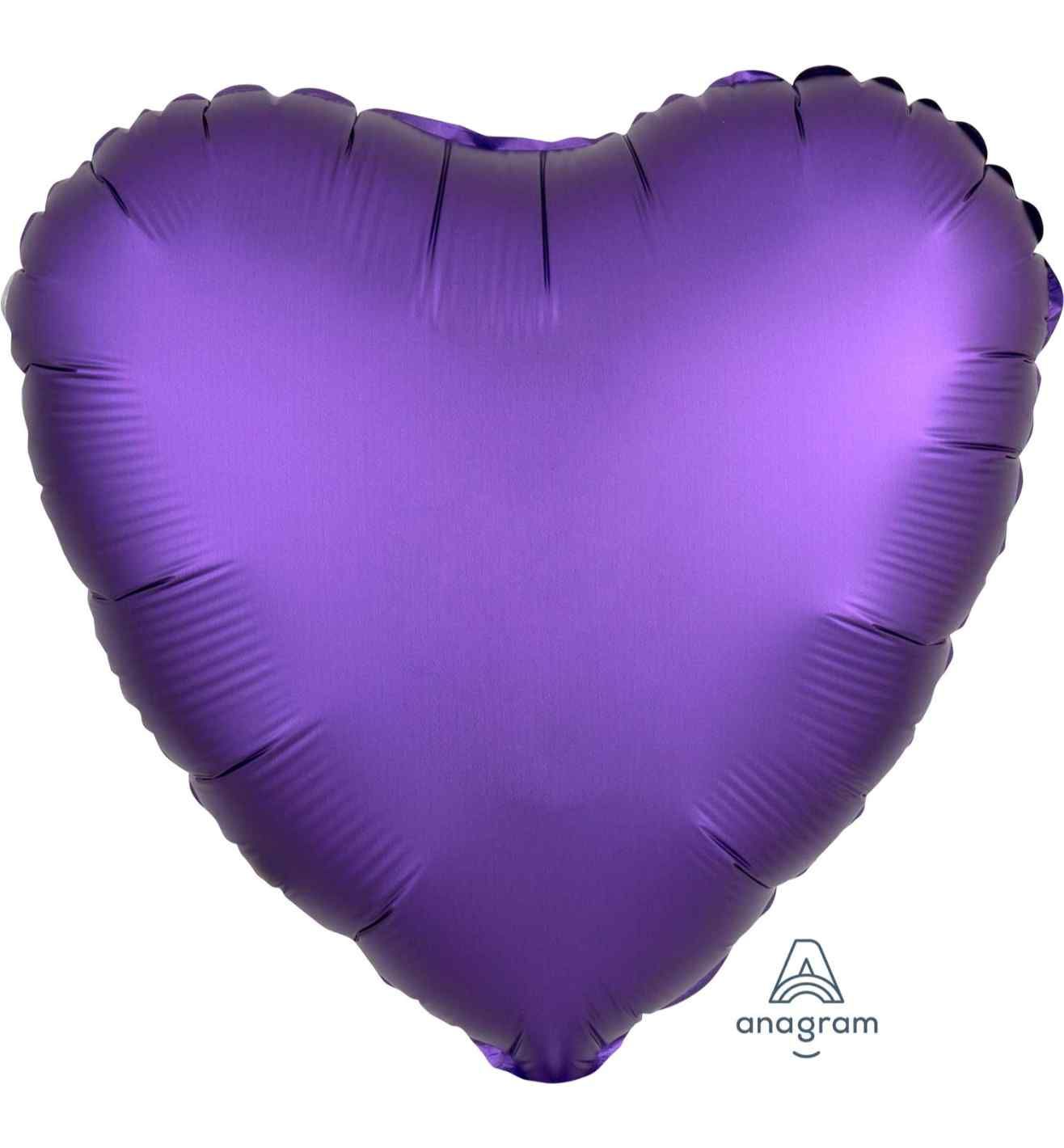 18" Purple Royale Heart Satin Luxe Foil Balloon Anagram - Unpackaged