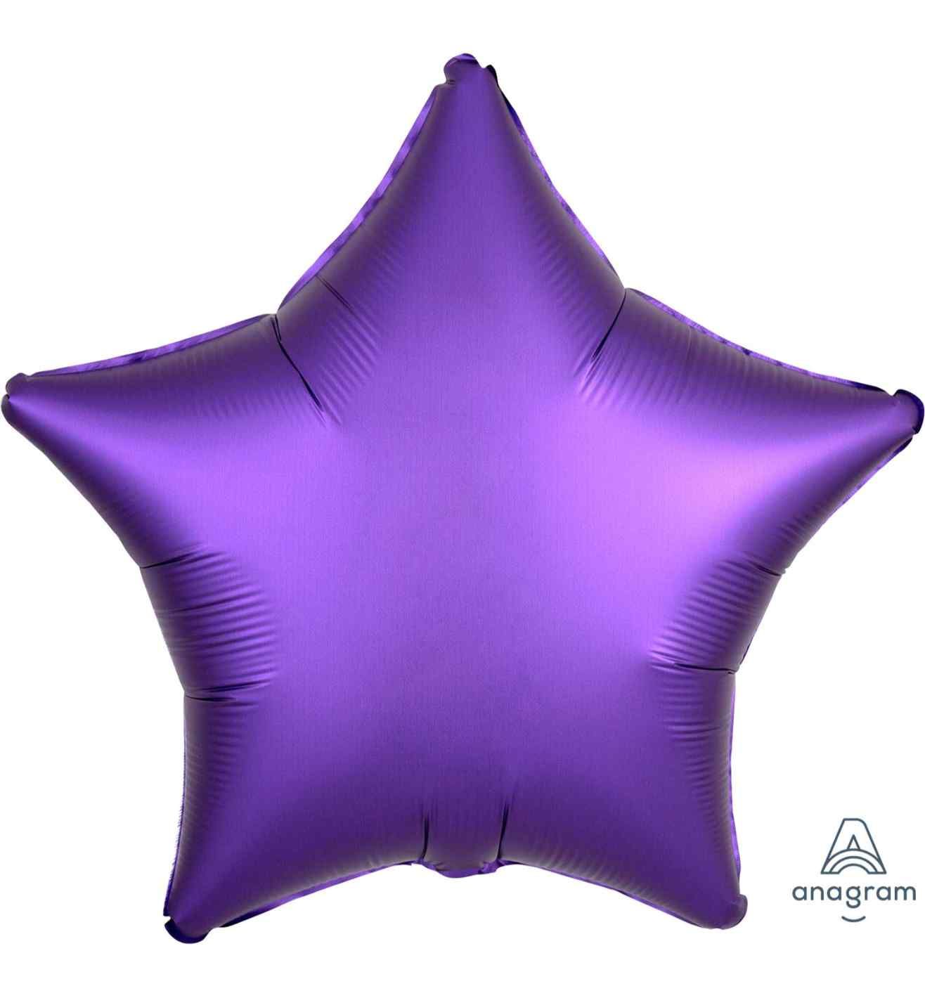 17" Purple Royale Star Satin Luxe Foil Balloon Anagram - Unpackaged