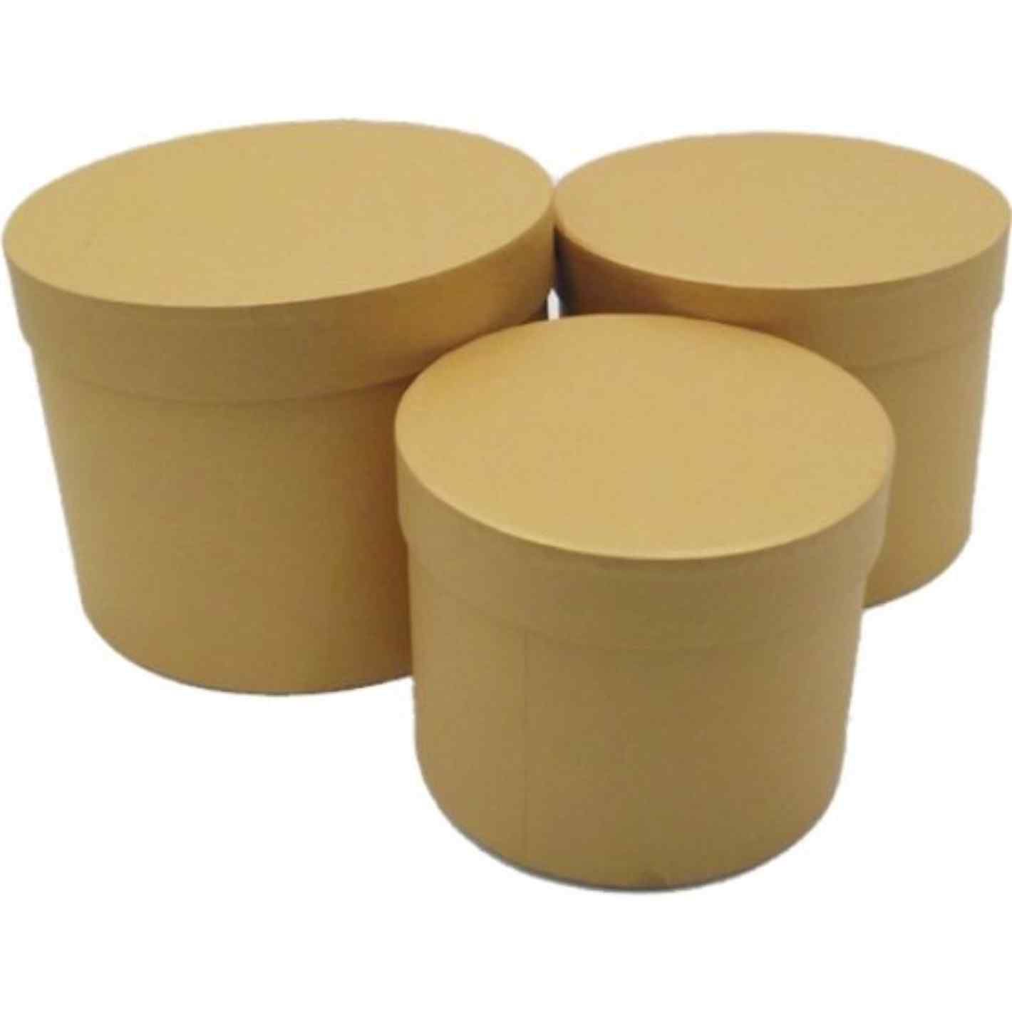 Set of 3 Round Flower Boxes Gold