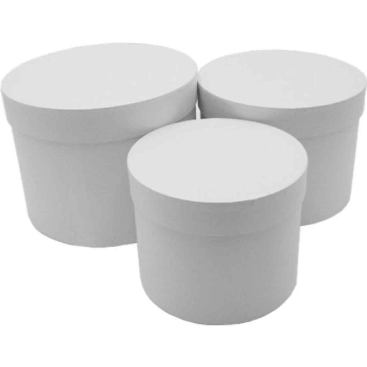 Set of 3 Round Flower Boxes Pearl White