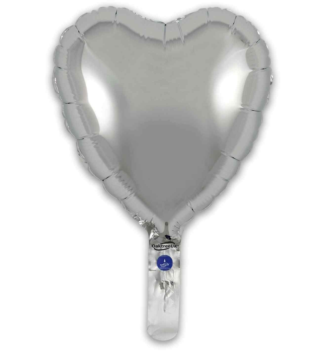 9" Oaktree Silver Heart Foil Unpackaged