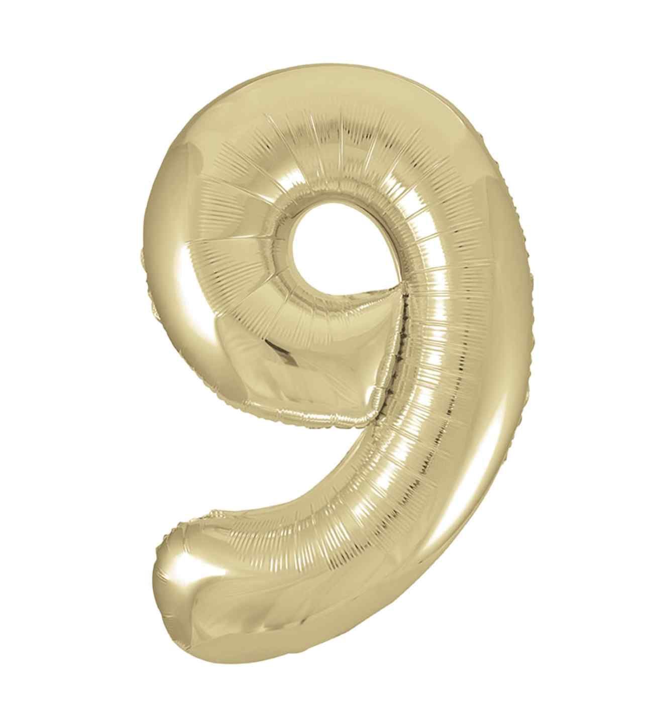 34" Unique Party Gold 9 Foil Balloon