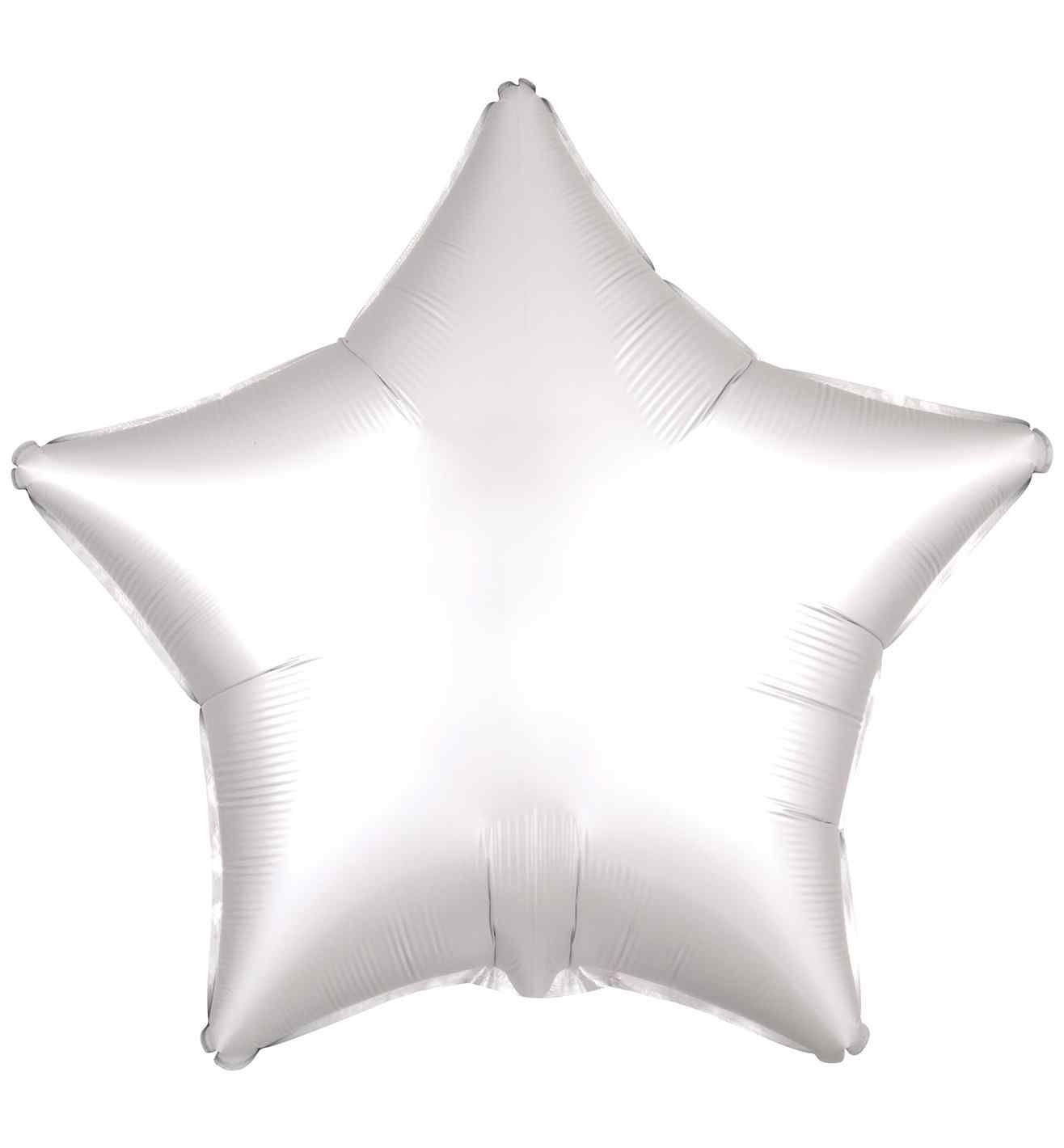 17" White Star Silk Lustre Foil Balloon Anagram - Unpackaged