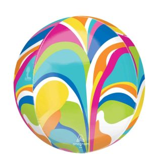 16" Orbz Vibrant Macro Marble Anagram Foil Balloon