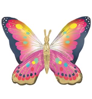 30inch-vibrant-pink-satin-butterfly-flutters-supershape-foil-balloon