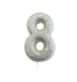 number-8-glitter-cake-candle-silver