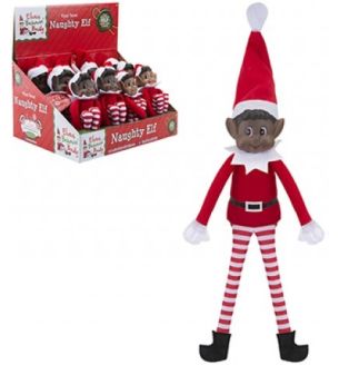 RED LONG LEG SOFT BODY BLACK BOY ELF 12"
