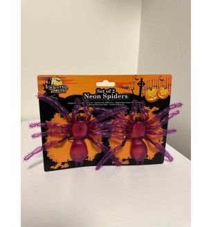 set-of-2--purple-neon--spiders