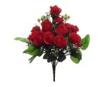 35cm Rosebud Bush With Gyp Red