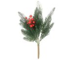 42cm Spruce Bush With Snow and Berries Green / Red