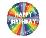 17" Happy Birthday Bright Rainbow Foil Balloon
