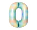 34" Amscan Number 0 Pastel Rainbow Foil Balloon