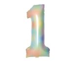 34" Amscan Number 1 Pastel Rainbow Foil Balloon