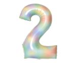 34" Amscan Number 2 Pastel Rainbow Foil Balloon
