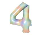 34" Amscan Number 4 Pastel Rainbow Foil Balloon
