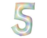34" Amscan Number 5 Pastel Rainbow Foil Balloon