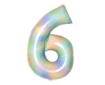 34" Amscan Number 6 Pastel Rainbow Foil Balloon