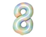 34" Amscan Number 8 Pastel Rainbow Foil Balloon