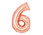 34" Amscan Number 6 Rose Gold Foil Balloon