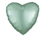 17" Amscan Silk Lustre Mint Green Heart Foil Balloon