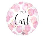 17" Anagram Baby Girl Pink Watercolour Foil Balloon