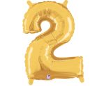 14" Gold Number 2 Grabo Foil Balloon.