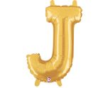 14" Gold Letter J Grabo Foil Balloon.