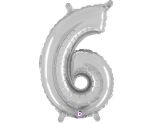 14" Silver Number 6 Grabo Foil Balloon.