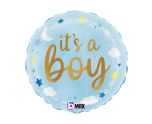 18" Betallic It's a Boy Stars & Clouds Foil