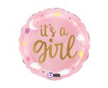 18" Betallic It's a Girl Stars & Clouds Foil