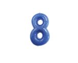 Number 8 Glitter Cake Candle Blue