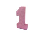 Number 1 Glitter Table Decoration Light Pink